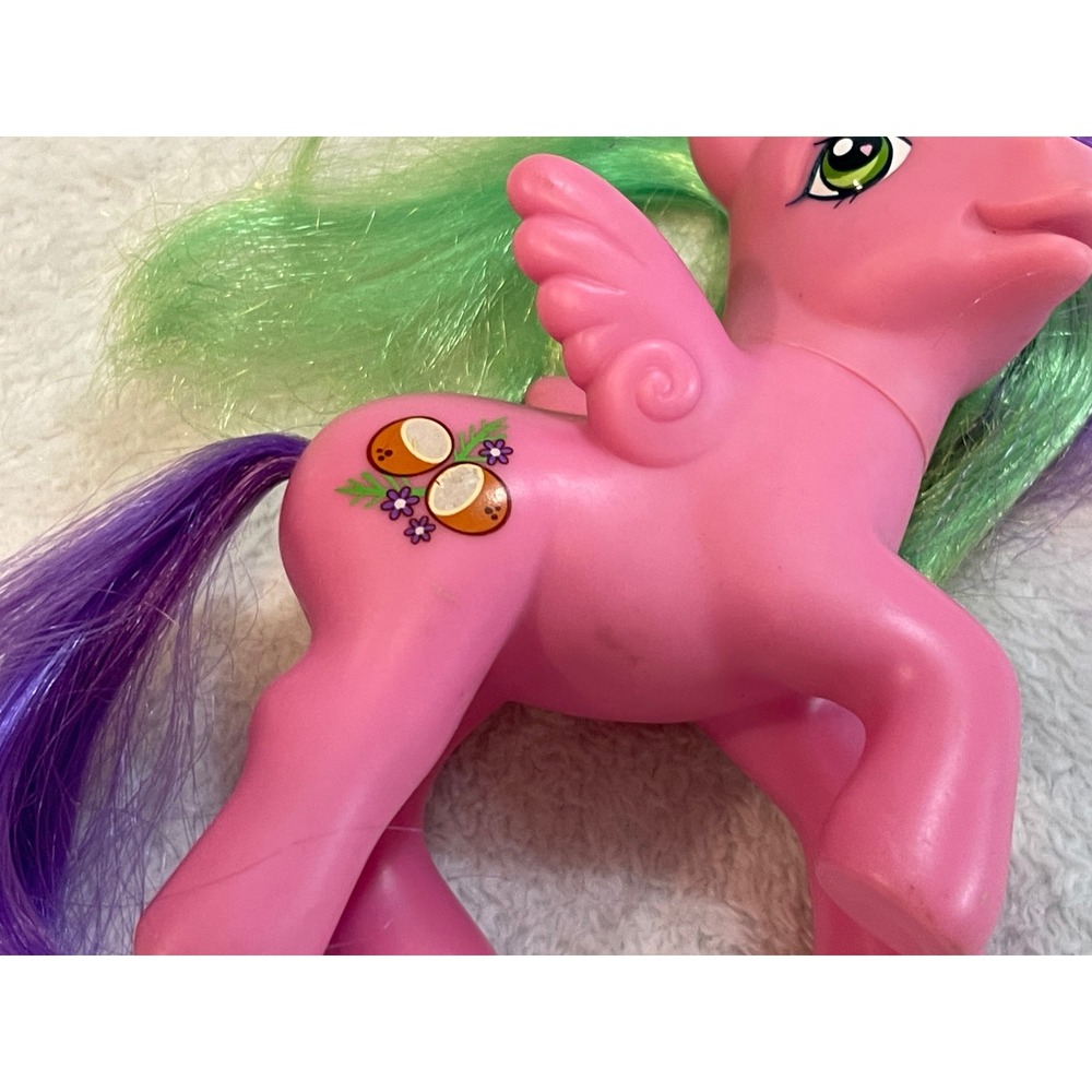 My Little Pony G3 Coconut Grove 2004 Pink Pegasus Green Purple Hair Vintage Toy